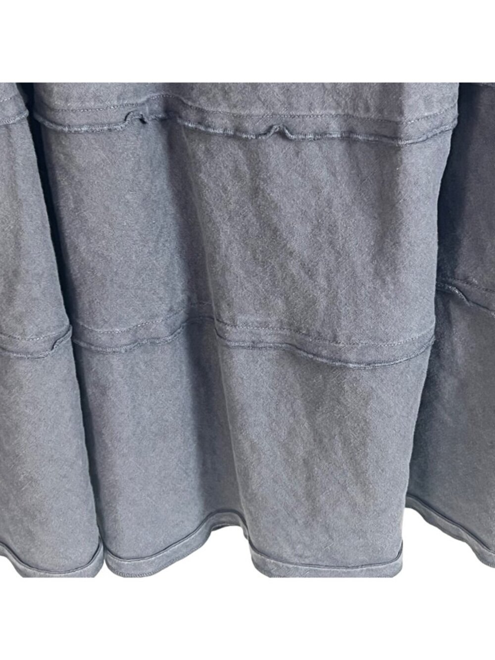 Soft Surroundings Tiered Gray 100% Linen A-line Skirt 2X Lagenlook Coastal - Picture 4 of 7